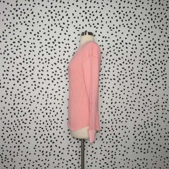 Free People Pink Military Mix Studded Henley Long Sleeve Top - Picture 6 of 12